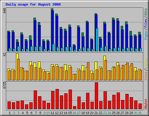 Daily usage for August 2008